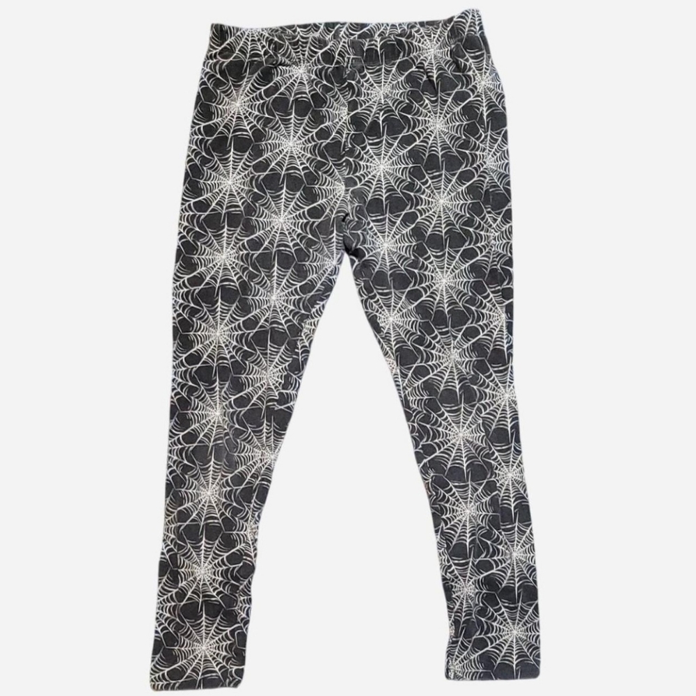 dark gray spider web print leggings